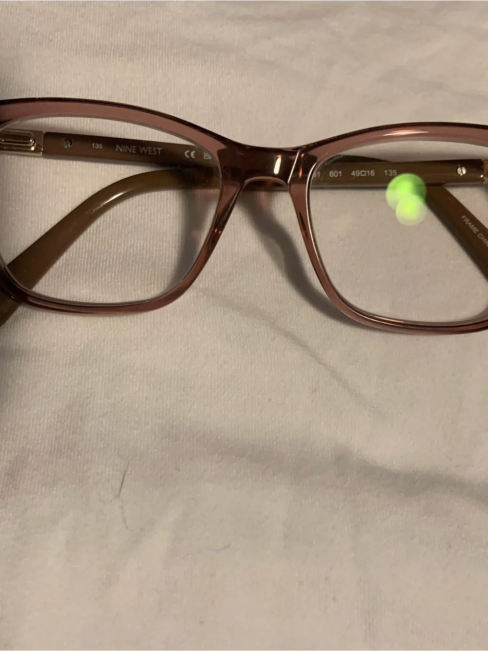 Nine West Womens Translucent Rose Pink Rectangular Glasses NW5191